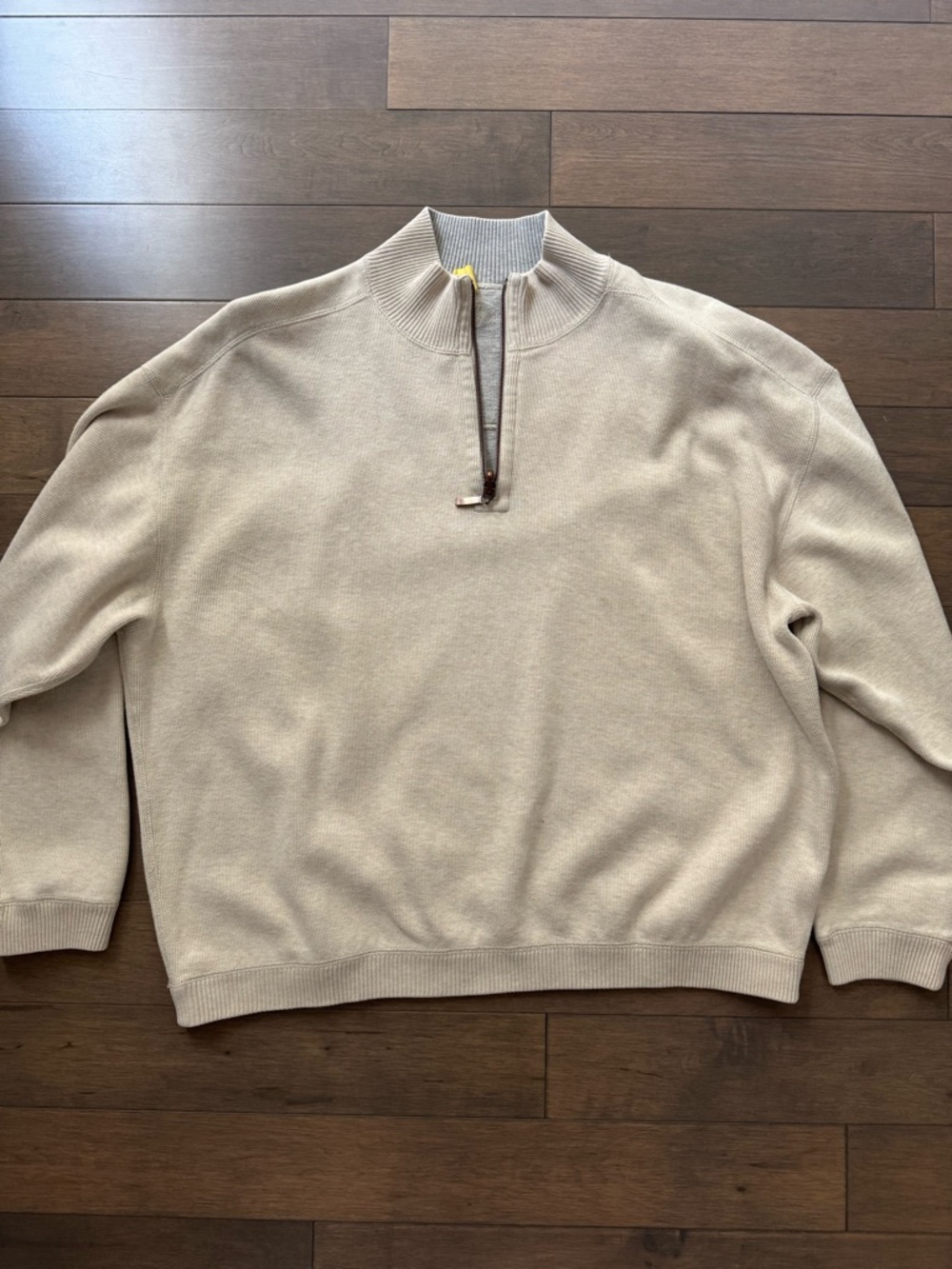 Tommy Bahama Men's Quarter-Zip Sweater Pullover - Beige